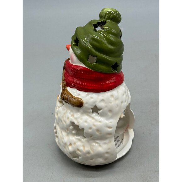 Hallmark Ceramic Snowman Tealight Holder with Green Hat & Red Scarf READ - Picture 5 of 8